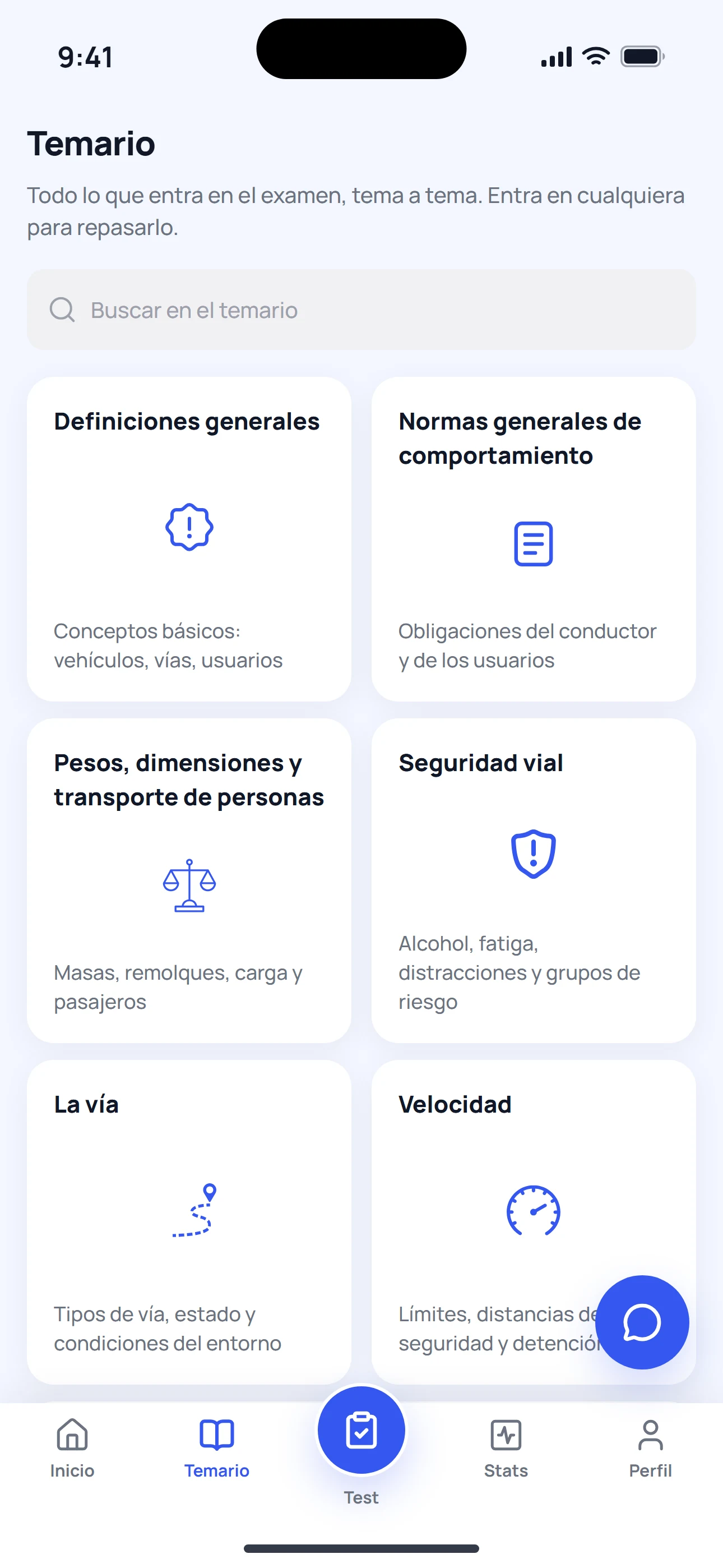 Temario del permiso B tema a tema en la app Vroom